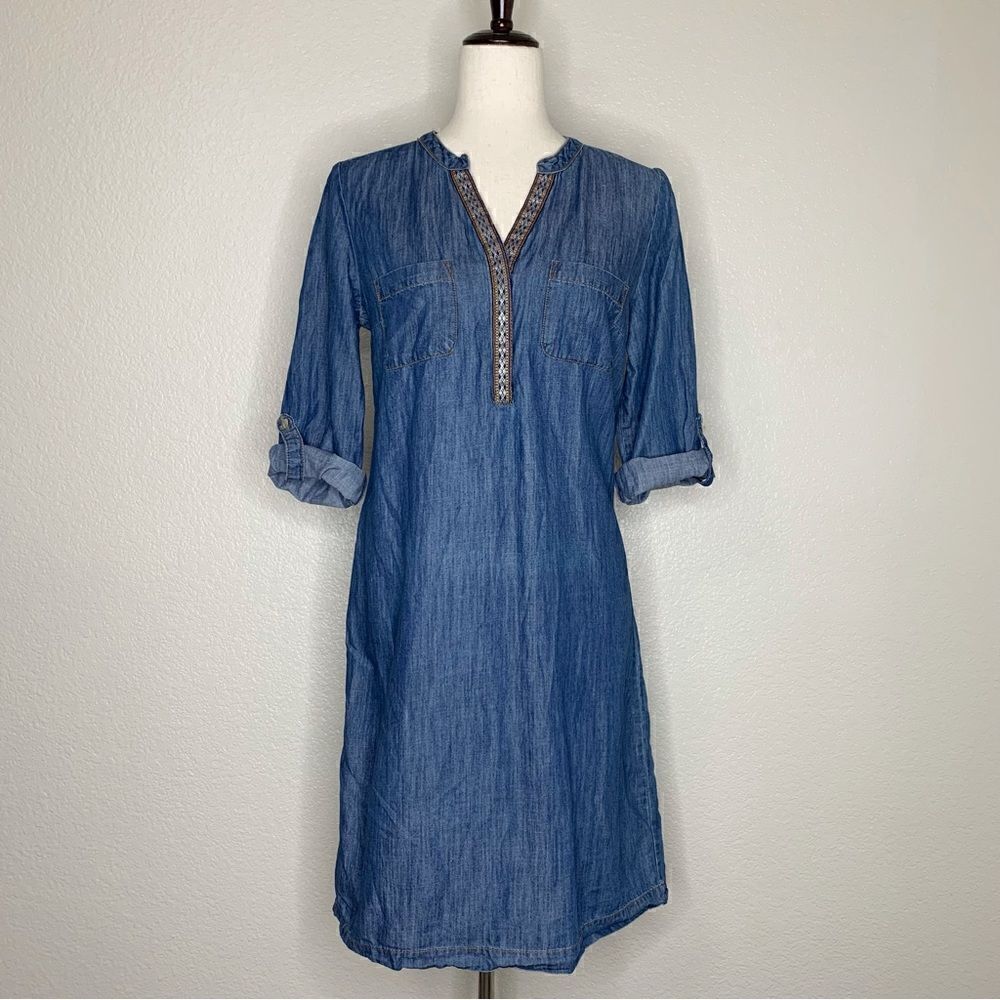 Spense Lyocell Blend Women’s Blue Chambray Shirt Dress